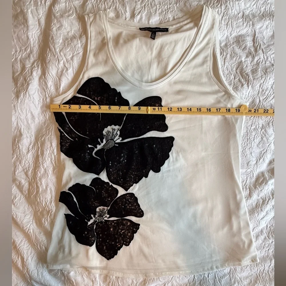 White House Black Market Black Floral Tank Top - Picture 5 of 5